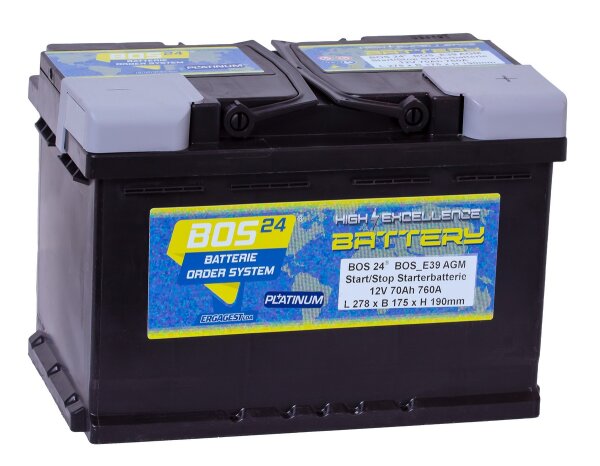 BOS24® Optimum Performance PLATINUM BOS_A7 AGM Start/Stop Starter Battery 12 V 70 Ah 760A (EN)